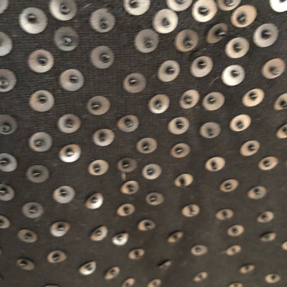 Pointelle  large black with gold sequin front scoop embellished sweater - Picture 2 of 11